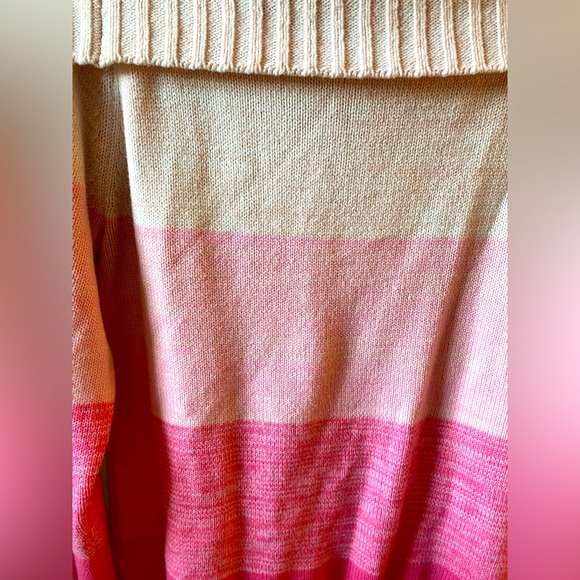NWOT New York & Company Multi Pink Off The Shoulders Cowl Neck Sweater - Picture 7 of 11